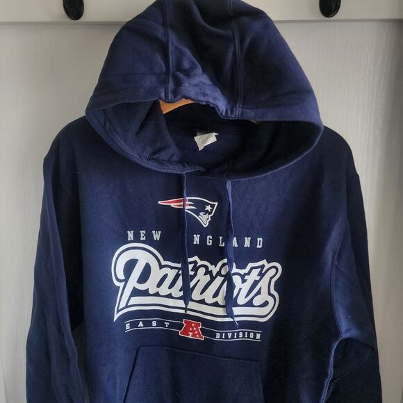 NFL Team Apparel New England Patriots Navy Logo Hoodie Sweatshirt Size Small - Picture 2 of 6